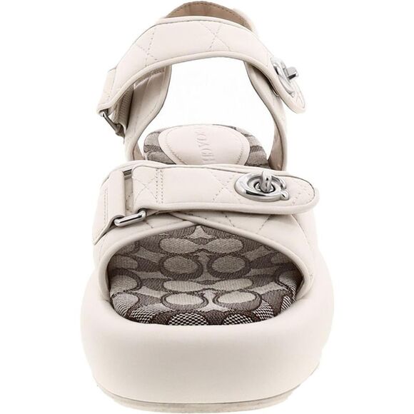 Coach Womens Peyton Ivory Leather Dressy Quilted Platform Sandals Shoes New - Picture 3 of 3